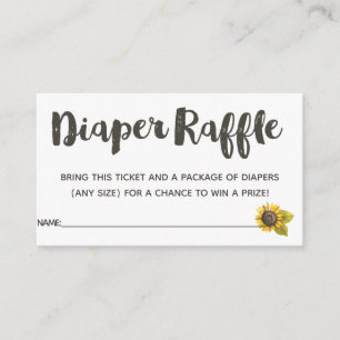 Sunflower Diaper Raffle Tickets Enclosure Card