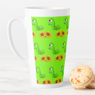 Sunflower Dinosaur Floral Latte Mug