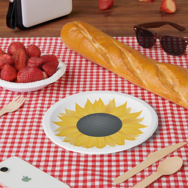 Sunflower Disco Ball Retro Party Vibe  Paper Plate (Creator Uploaded)