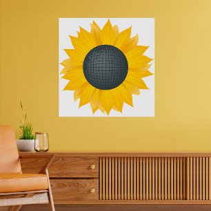 Sunflower Disco Ball Retro Party Vibe  Poster