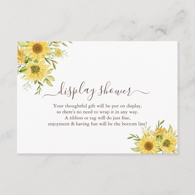 Sunflower Display Bridal Wedding Shower Enclosure Card (Front)