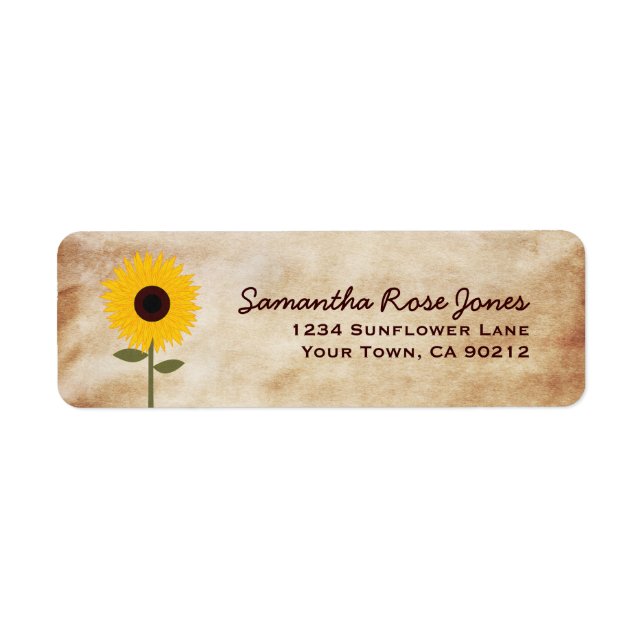 Sunflower Distressed Paper Look Custom Address (Front)