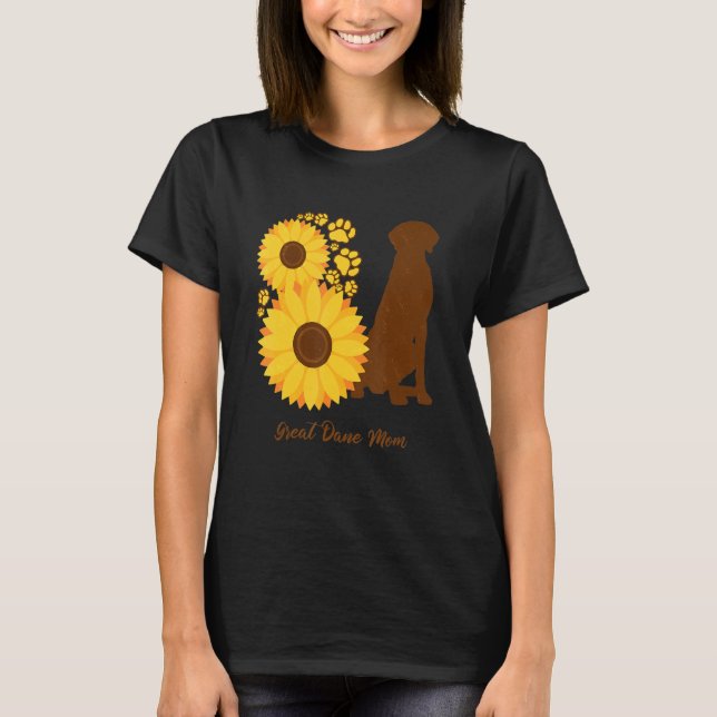 Sunflower Dog Mom - Great Dane T-Shirt (Front)
