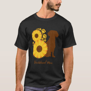 Sunflower Dog Mom - Wiener Sausage Dog Dachshund T-Shirt