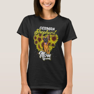Sunflower Dog Mum Mothers Day Cute German Shepherd T-Shirt
