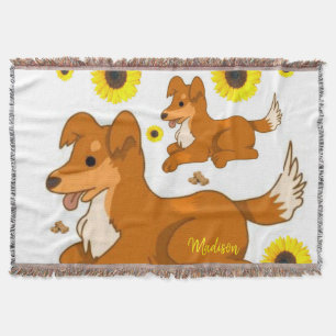 Sunflower Dog Throw Blanket