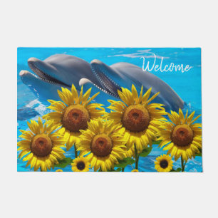 Sunflower Dolphin Door Mat