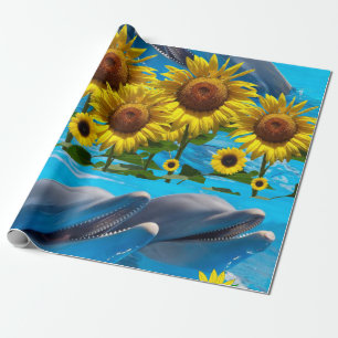 Sunflower Dolphin Matte Wrapping Paper