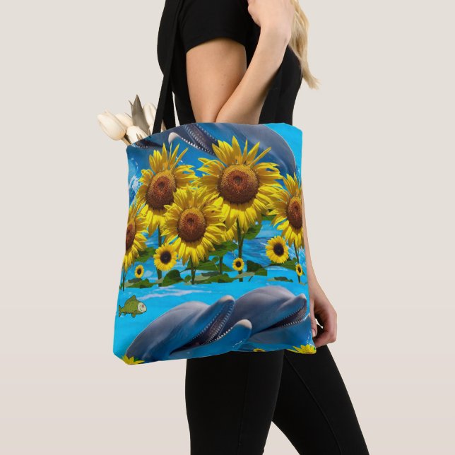 Sunflower Dolphin Tote (Close Up)