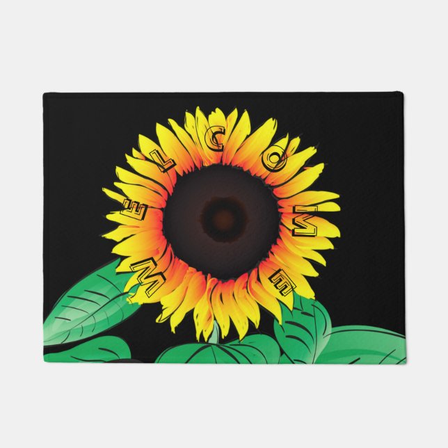 Sunflower Doormat - Welcome - Custom Colours (Front)