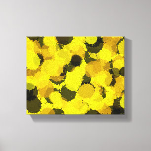 Sunflower Dots abstract art Yellow Brown Black Canvas Print