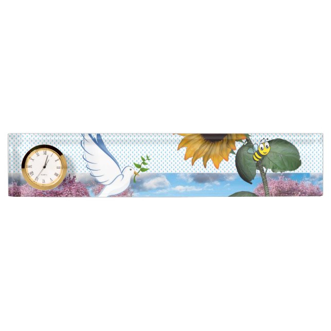 Sunflower Dove Bumblebee Desk Nameplate (Front)
