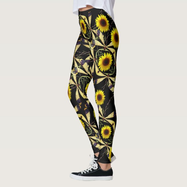 Sunflower Dragenfly  Leggings (Left)