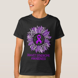 Sunflower Dravet Syndrome Awareness Purple Ribbon T-Shirt