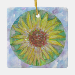 Sunflower Dream Circle with Lavender Art Ornament