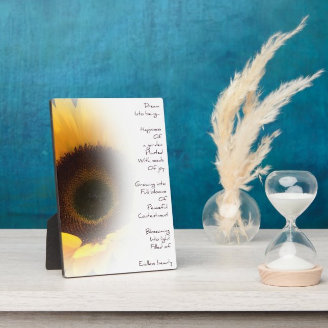 Sunflower Dream Poem Photo Plaque (Side)
