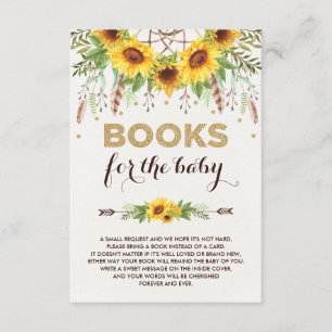 Sunflower Dreamcatcher Rustic Boho Books for Baby Enclosure Card