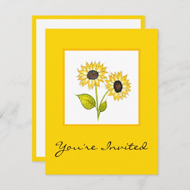 'Sunflower Duet' Invitation (Front/Back)
