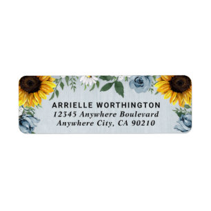 Sunflower Dusty Blue Country Rustic Roses Wedding