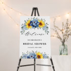 Sunflower Dusty Blue Slate Bridal Shower Welcome