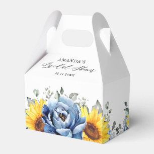 Sunflower Dusty Blue Slate Peony Bridal Shower Favour Box