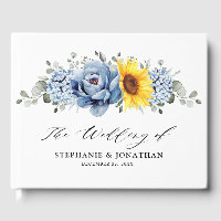 Sunflower Dusty Blue Slate Peony Floral Wedding