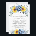 Sunflower Dusty Blue Slate Peony Floral Wedding Invitation<br><div class="desc">Elegant and modern floral midsummer wedding invitation features a bouquet of watercolor sunflower hydrangea & peonies in shades of yellow , slate, dusty blue with lush green botanical leaves and eucalyptus. Please find more matching designs and variations from my "blissweddingpaperie" store. And feel free to contact me for further customisation...</div>
