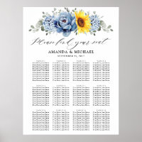 Sunflower Dusty Blue Slate Peony Seating Chart    