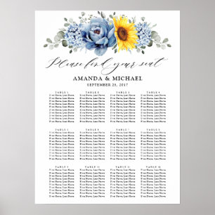 Sunflower Dusty Blue Slate Peony Seating Chart    