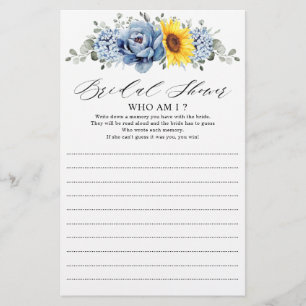 Sunflower Dusty Blue Slate Peony  Who Am I Game  