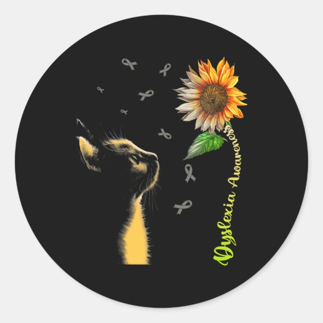 Sunflower Dyslexia Awareness  Classic Round Sticker (Front)