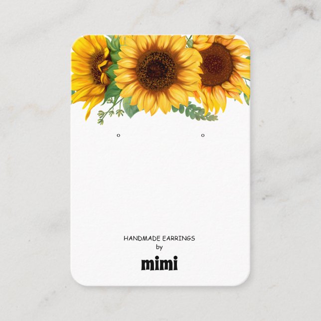 Sunflower Earring Display  Business Card (Front)