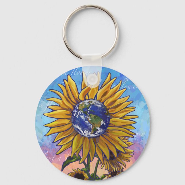 Sunflower Earth Art Key Ring (Front)