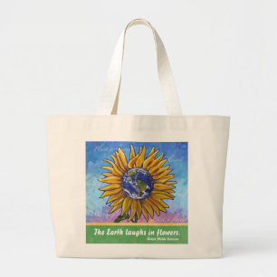 Sunflower Earth Art Large Tote Bag