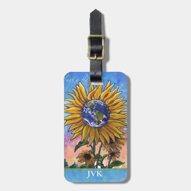 Sunflower Earth Art Luggage Tag (Front Vertical)