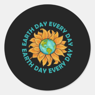 Sunflower Earth Day Every Day Planet Earth Sunflow Classic Round Sticker