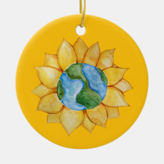 Sunflower Earth Day Sunny Summertime Earthy Ceramic Tree Decoration