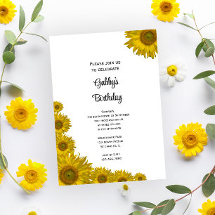 Sunflower Edge Birthday Party Invitation