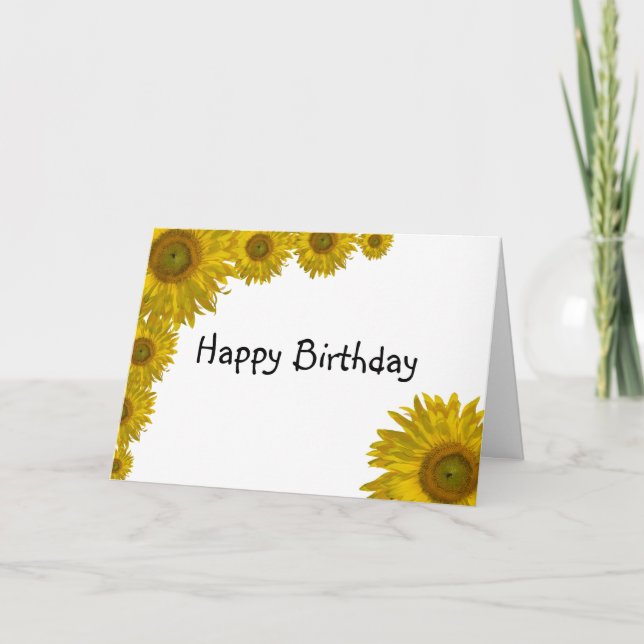Sunflower Edge Happy Birthday Card (Front)