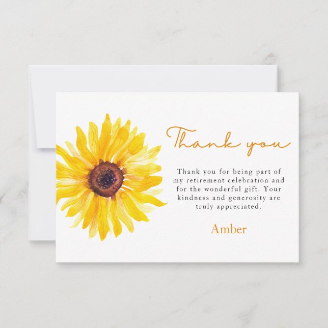 Sunflower Educator's Retirement Thank You Card (Front)