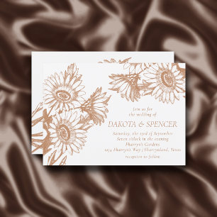 Sunflower Elegance Minimal Rose Gold Wedding Invitation