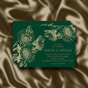 Sunflower Elegance Rose Gold Wedding Date Change Invitation