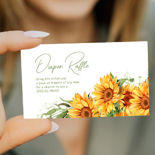 Sunflower elegant baby shower diaper raffle ticket enclosure card