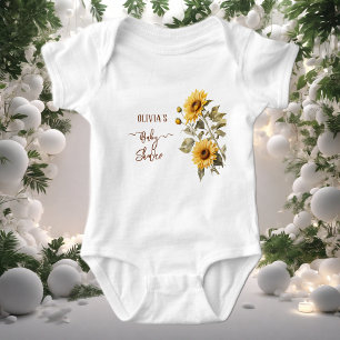 Sunflower Elegant Boho Floral Baby Shower Bodysuit