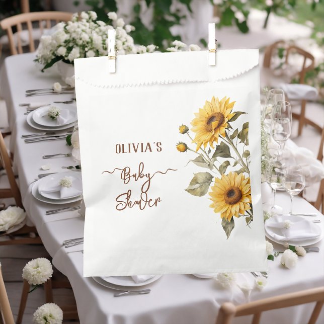 Sunflower Elegant Boho Floral Baby Shower Favour Bags (Creator Uploaded)
