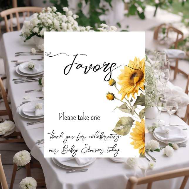 Sunflower Elegant Boho Floral Baby Shower Favours Poster (Creator Uploaded)