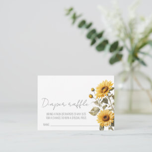 Sunflower Elegant Floral Baby Shower Diaper Raffle Enclosure Card