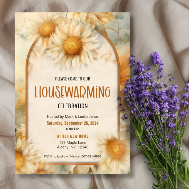 Sunflower Elegant Floral Housewarming Party  Invitation (Creator Uploaded)