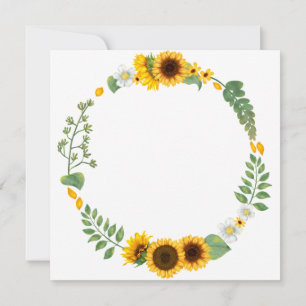 Sunflower elegant rustic circle wedding invitation