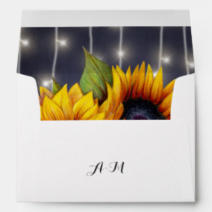 Sunflower elegant rustic fall trendy wedding envelope